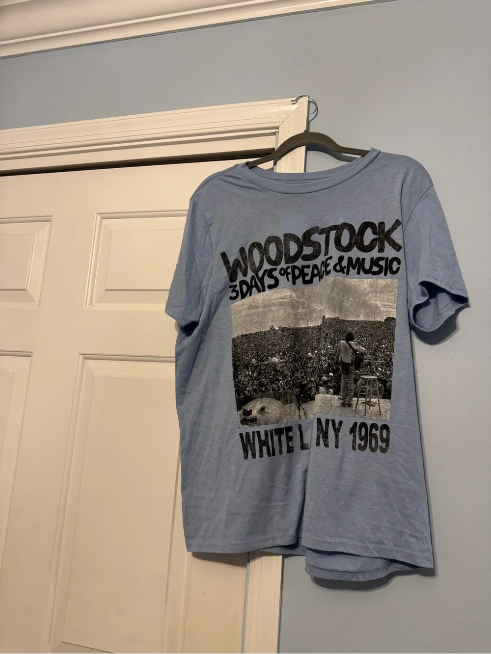 Forever 21 Light Blue Woodstock 3 Days of Peace & Music Graphic Tee